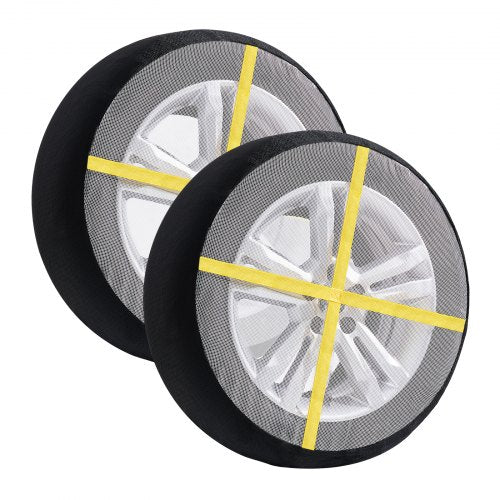 Thickened Snow Socks for Tires, Full Coverage Tire Socks with Polyester Fiber, Snow Traction Tire Cover for Car, SUV, Pickup and Truck (Pack of 2)-Large