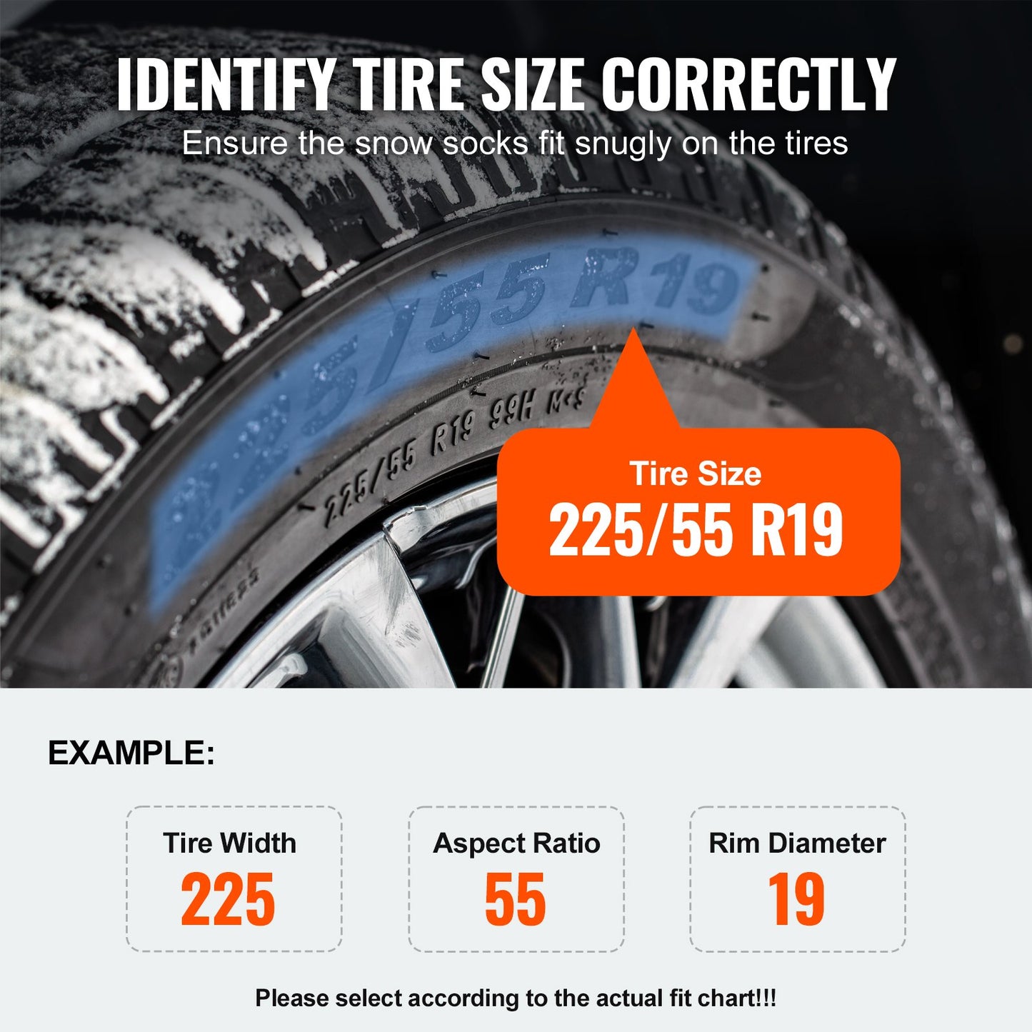 Thickened Snow Socks for Tires, Full Coverage Tire Socks with Polyester Fiber, Snow Traction Tire Cover for Car, SUV, Pickup and Truck (Pack of 2)-Large
