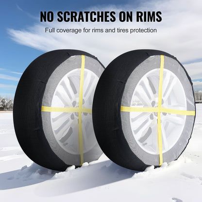Thickened Snow Socks for Tires, Full Coverage Tire Socks with Polyester Fiber, Snow Traction Tire Cover for Car, SUV, Pickup and Truck (Pack of 2)-Large