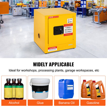 Flammable Cabinet 16.9" x 16.9" x 18.2", Galvanized Steel Safety Cabinet, Adjustable Shelf Flammable Storage Cabinet, for Commercial Industrial and Home Use