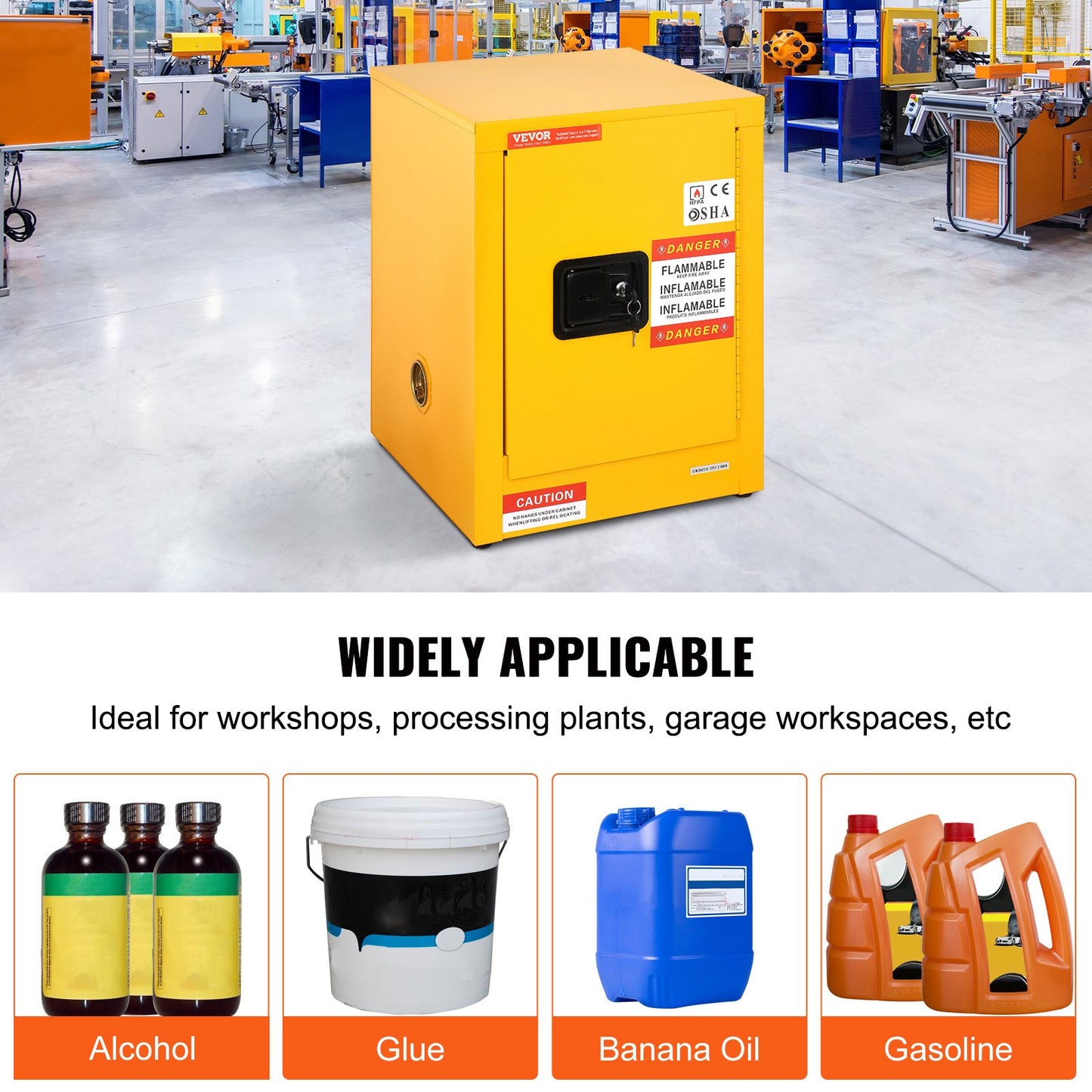 16.9" x 16.9" x 22" Flammable Cabinet Galvanized Steel, Safety Cabinet, Adjustable Shelf Flammable Storage Cabinet, for Commercial Industrial and Home Use