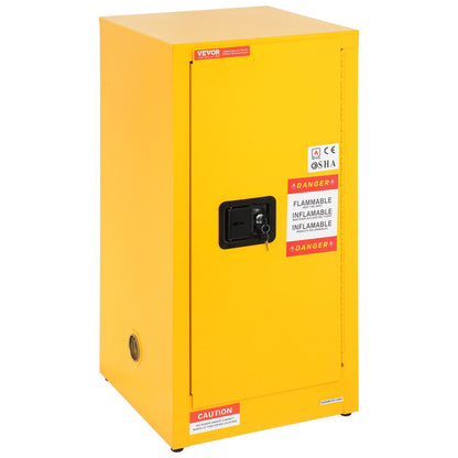 Flammable Safety Cabinet, 16 Gal, Cold Rolled Steel Flammable Liquid Storage Cabinet, 18.1 x 18.1 x 35.4 in Explosion Proof with 2 Adjustable Shelves 1 Door for Commercial Industrial Use, Yellow