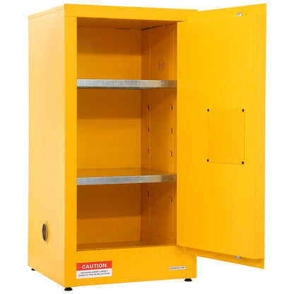 Flammable Safety Cabinet, 16 Gal, Cold Rolled Steel Flammable Liquid Storage Cabinet, 18.1 x 18.1 x 35.4 in Explosion Proof with 2 Adjustable Shelves 1 Door for Commercial Industrial Use, Yellow