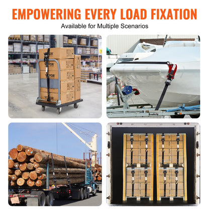 Ratschen-Spanngurte (4er-Pack), 2300 kg maximale Bruchfestigkeit, inkl. 4 Premium-Ratschen-Spanngurte 4,1 x 20,3 cm mit gepolsterten Griffen, zur Ladungssicherung beim Bewegen, für Haushaltsgeräte, Rasengeräte, Motorräder