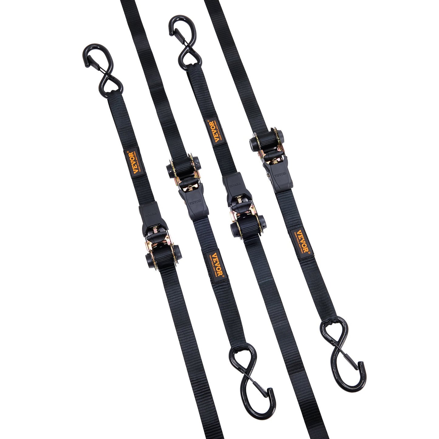 Ratschen-Spanngurte (4er-Pack), 2200 lb maximale Bruchfestigkeit, inkl. 4 Premium-Ratschen-Spanngurte 1" x 15" mit gepolsterten Griffen, zur Sicherung beweglicher Ladungen, Haushaltsgeräte, Rasengeräte, Motorräder