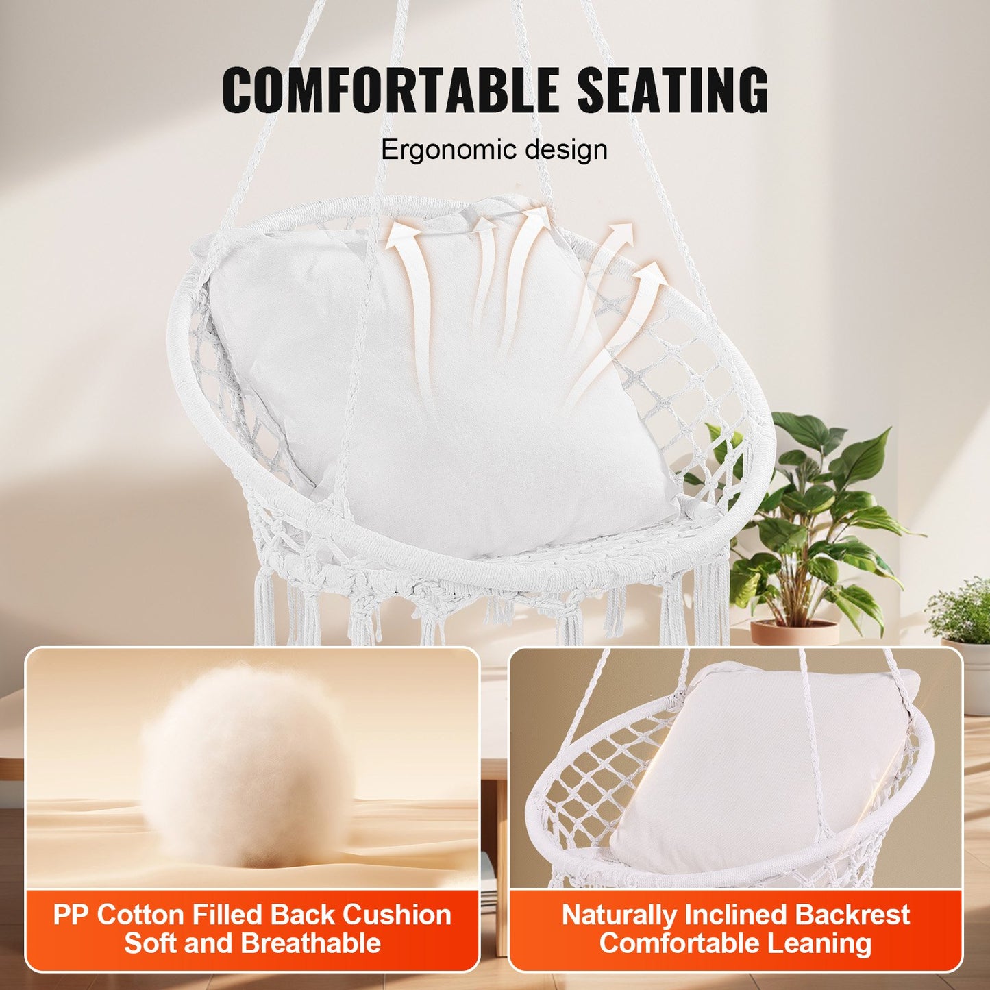 Hängmatta Gungstol Macramé Hängstol med kudde inomhus & utomhus