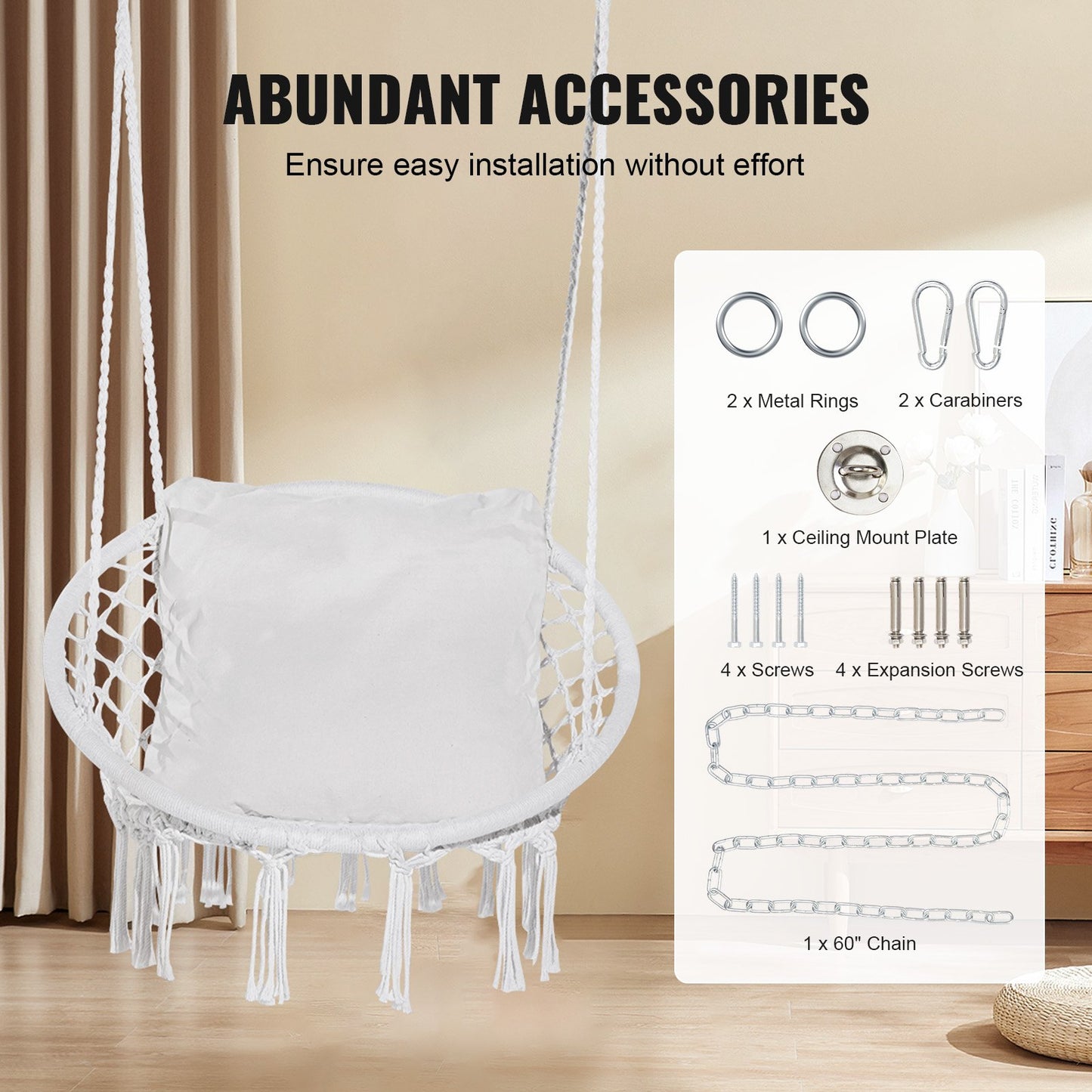 Hängmatta Gungstol Macramé Hängstol med kudde inomhus & utomhus