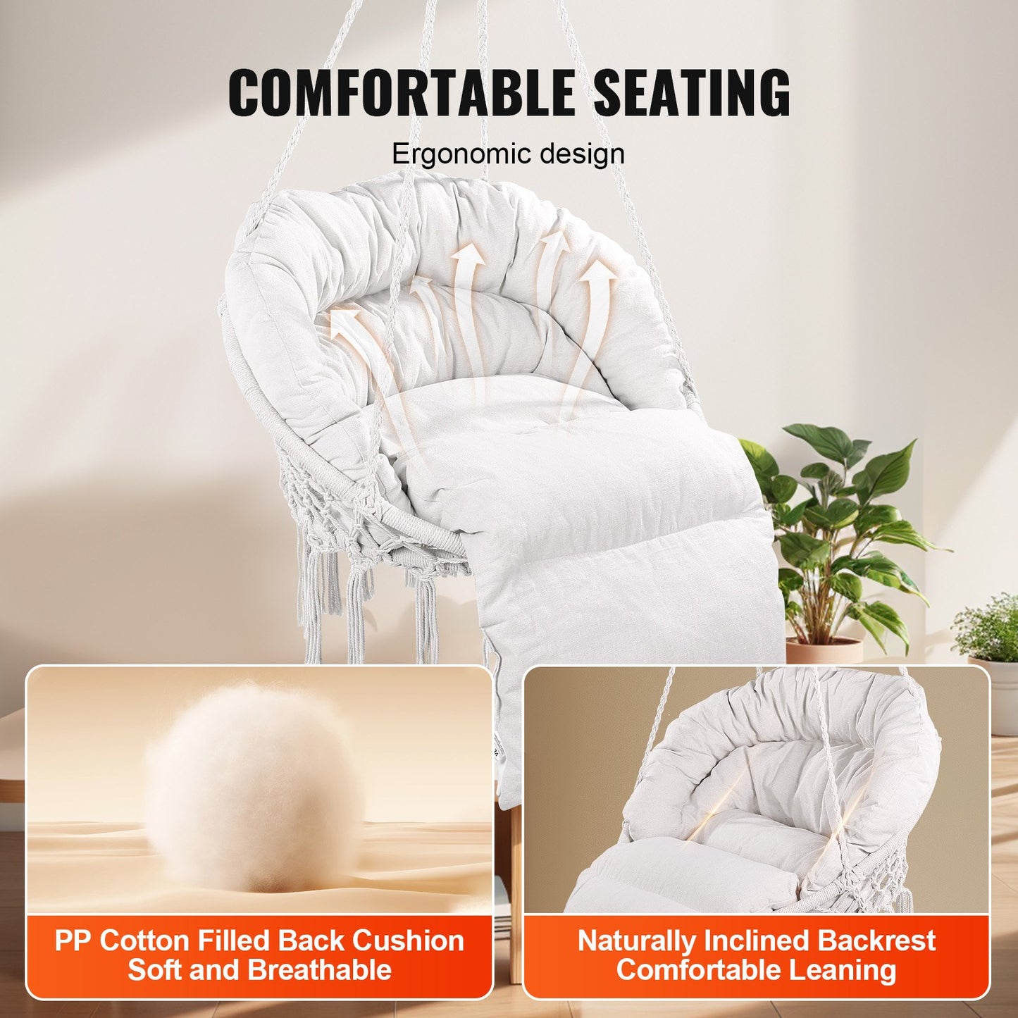 Hängmatta Gungstol Macramé Hängstol med kudde inomhus & utomhus