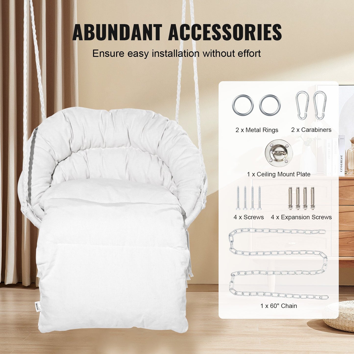 Hängmatta Gungstol Macramé Hängstol med kudde inomhus & utomhus