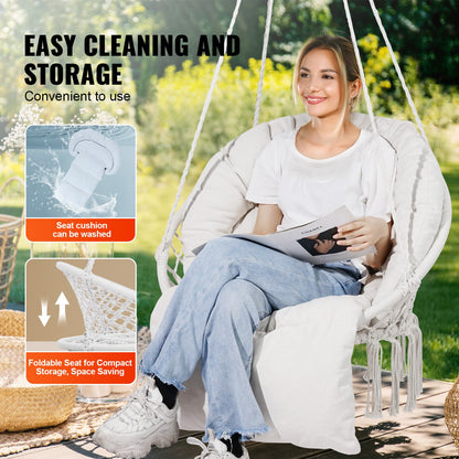 Hängmatta Gungstol Macramé Hängstol med kudde inomhus & utomhus