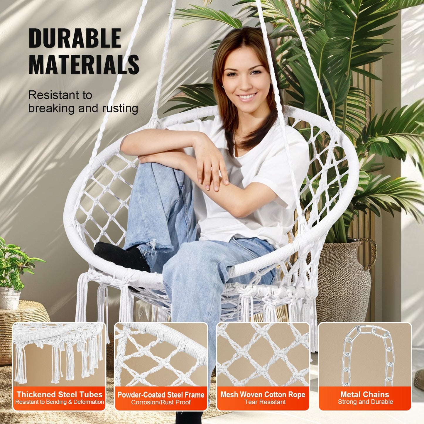 Hängmatta Hänggungstol Macramé Hängstol för inomhus & utomhus