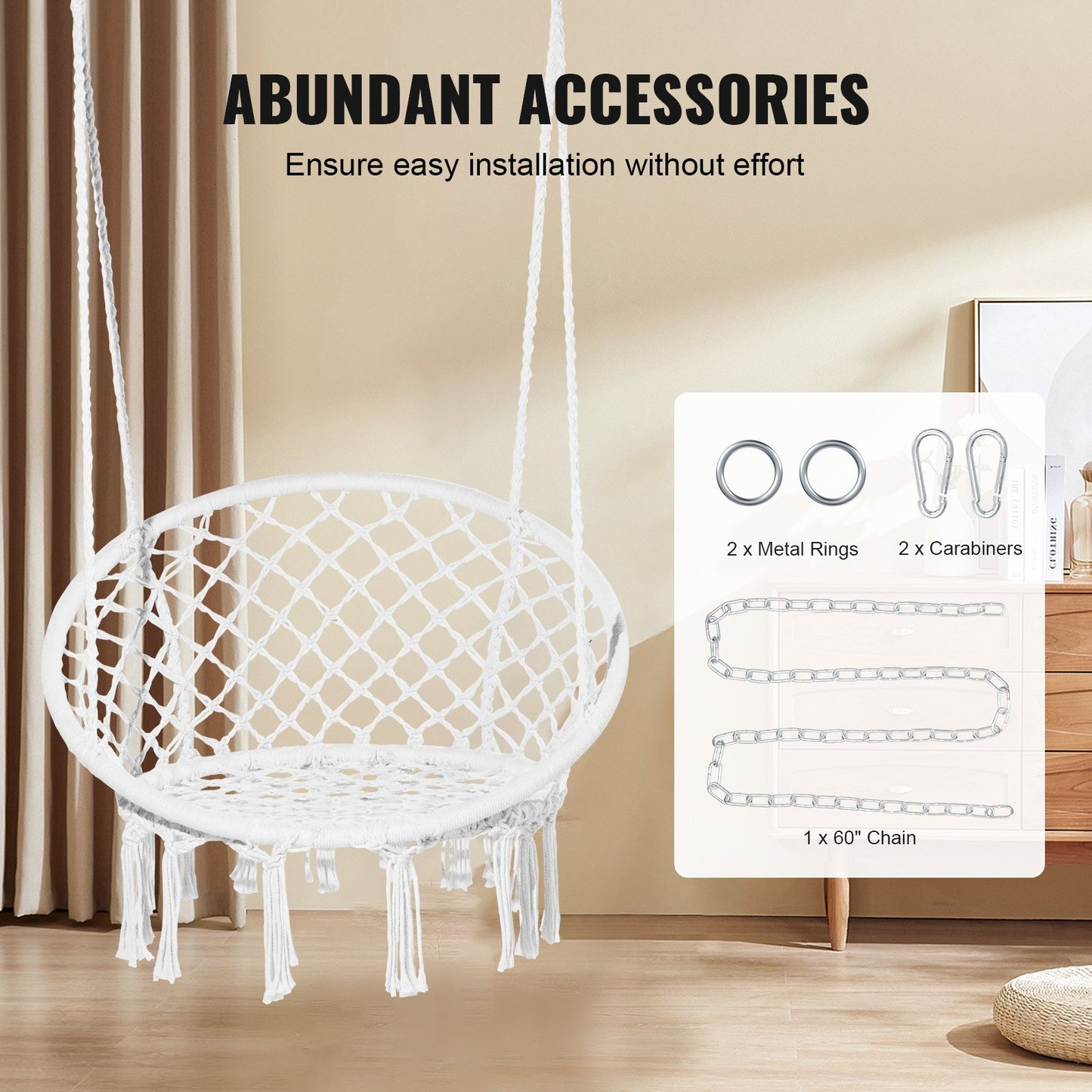 Hängmatta Hänggungstol Macramé Hängstol för inomhus & utomhus