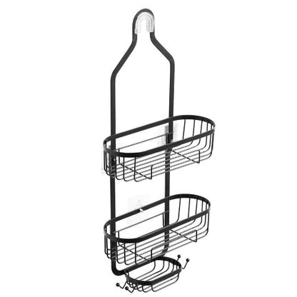 Shower Caddy, 3-Tier Hanging Bathroom Shower Storage Organization Shelves Rack Set, with Soap Holder and Hooks for Towels, Sponge, 40 lbs Large Weight Capacity, Fits Shower Head, Matte Black