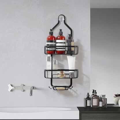 Shower Caddy, 3-Tier Hanging Bathroom Shower Storage Organization Shelves Rack Set, with Soap Holder and Hooks for Towels, Sponge, 40 lbs Large Weight Capacity, Fits Shower Head, Matte Black