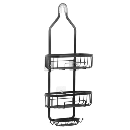 Shower Caddy, 3-Tier Hanging Bathroom Shower Storage Organization Shelves Rack Set, with Soap Holder and Hooks for Towels, Sponge, 40 lbs Large Weight Capacity, Fits Shower Head, Matte Black