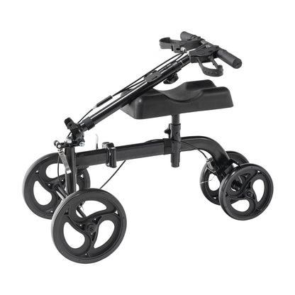 Folding Knee Scooter, Carbon Steel Steerable Knee Walker with Height Adjustable Handlebar &amp; Knee Pads, All-Terrain Wheels, Dual Brakes, Leg Recovery Scooter for Broken Ankle Foot Injuries