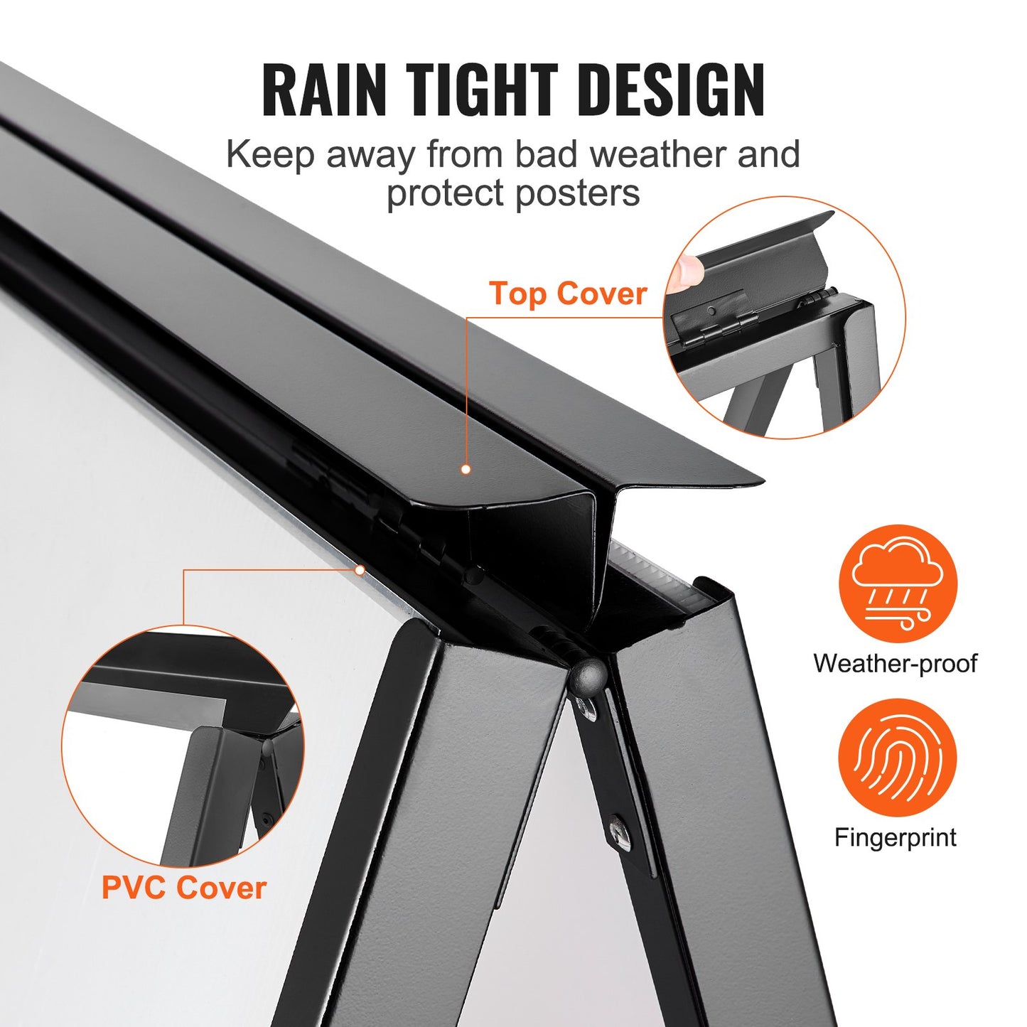 A Frame Trottoarskylt, 24x36 tums tunga skylthållare med inskjutbar skylt, dubbelsidiga vikbara smörgåsskyltar, trottoarskylt i stål för gatuannonsering utomhus (endast ram)