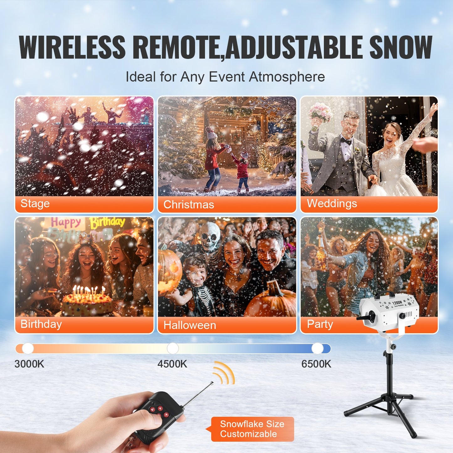 Snow Machine 1200W Snow Making Machine with Height Adjustable Stand