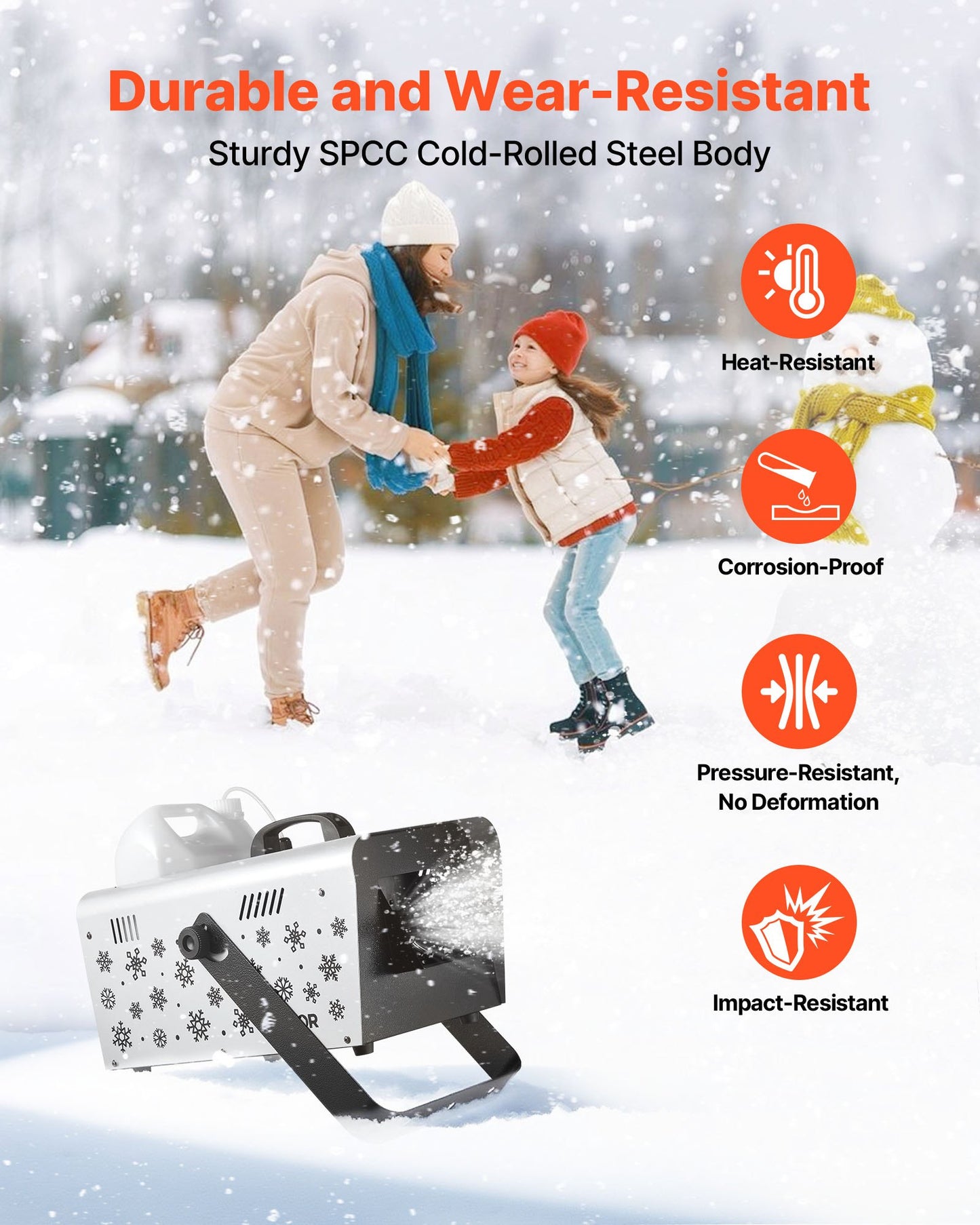 Snow Machine, 1500W Handheld/Hanging Snow Maker By Wireless Remote Control, Portable Snowmaking Machine, High Output Snowflake Maker with 5L Tank for Christmas Party Wedding Stage Effects