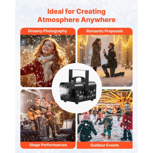 snömaskin, kraftfull 1500W, handhållen/hängande snömaskin, trådlös fjärrkontroll, snöflingemaskin med 5L vätsketank, snöflingemaskin för juldekorationer utomhus och inomhus |  EU