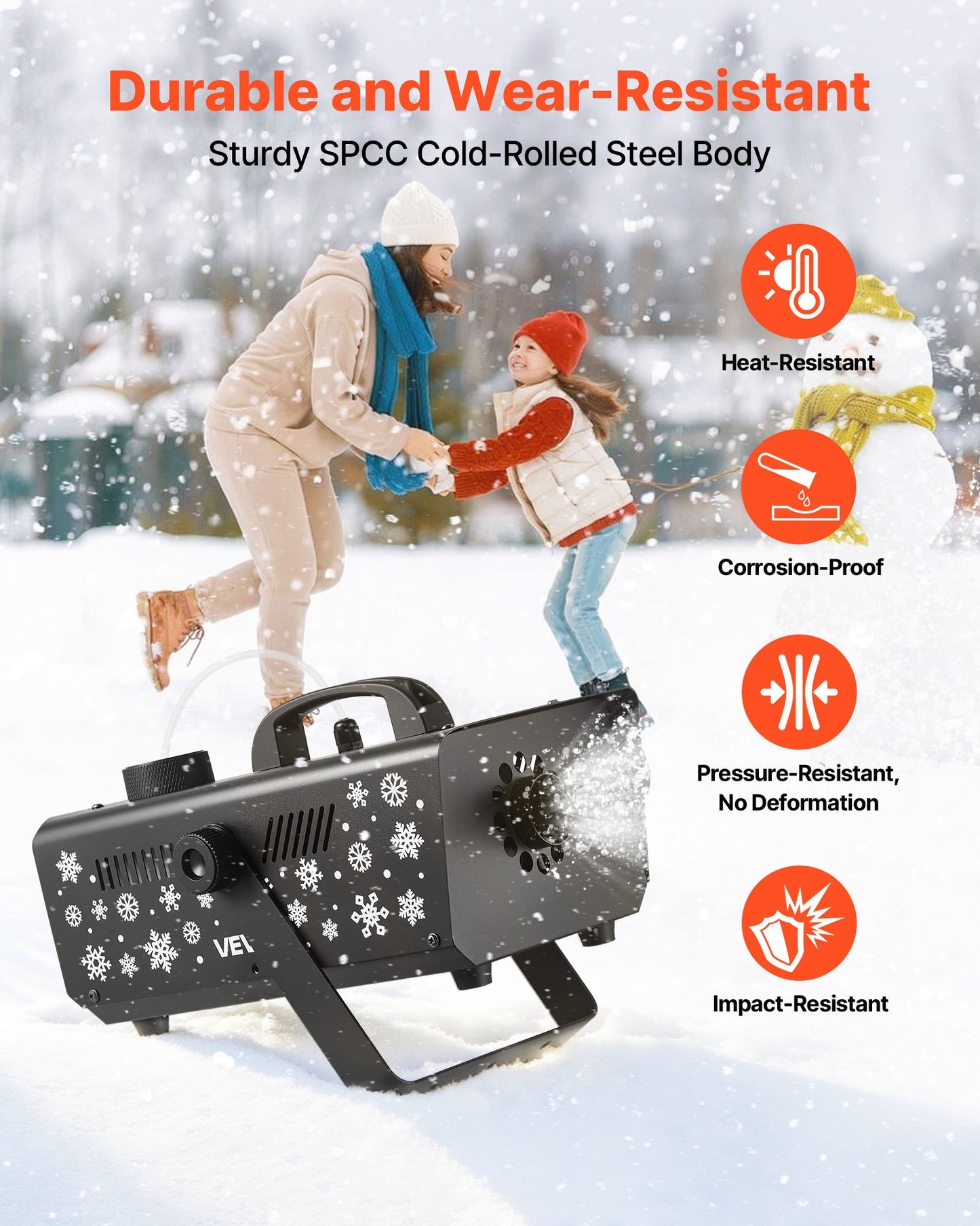Snow Machine, 650W Handheld/Hanging Fake Snow Maker, Snowmaking Machine with Portable Handle, Outdoor & Indoor Artificial Snowflake Maker for DJ Stage Parties Christmas Decor