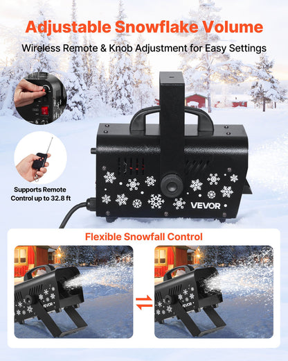 Snow Machine, 800W Handheld/Hanging Snow Maker, Portable Wireless Remote Snowmaking machine with 1L Tank & Handle, Outdoor & Indoor Snowflake Maker for Christmas Party Stage Effect