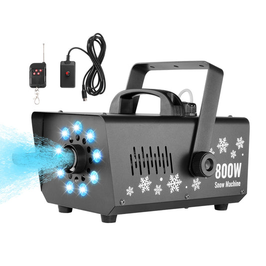 Snow Machine 800W Handhållen hängande snömaskin med LED-ljus för semester