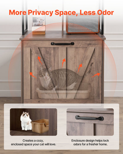 Cat Litter Box Enclosure Furniture, 23.6 in Hidden Litter Box Cabinet with Storage Shelves, Modern Style, Waterproof Cat Washroom Side Table Cat House, Fit Most of Litterbox, for Living Room