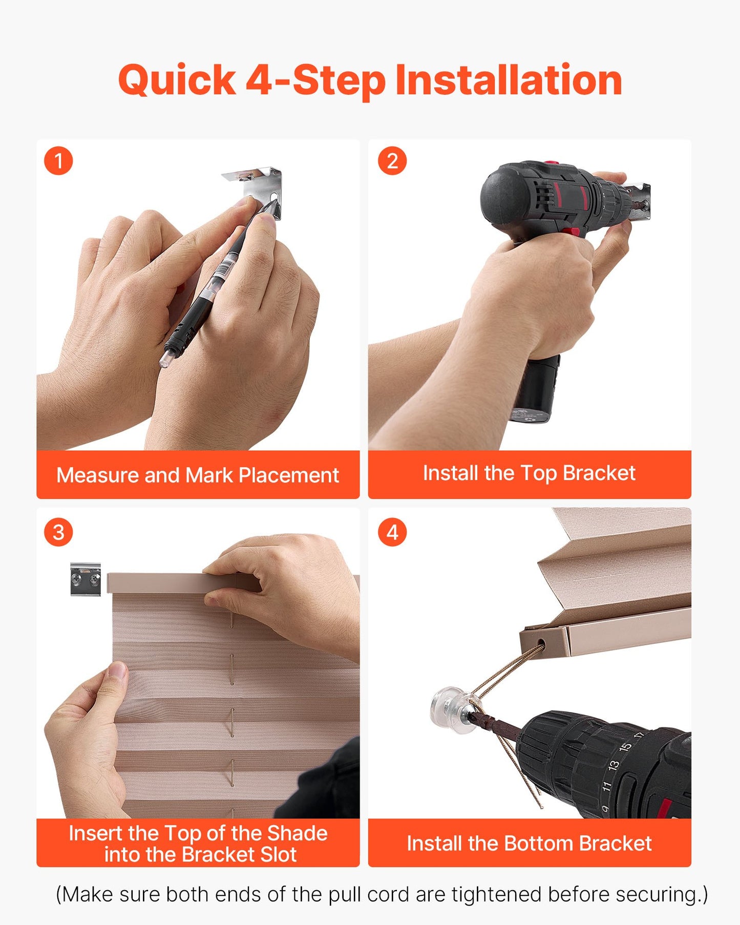 RV Blinds, 62 in x 32 in, RV Pleated Shades, Polyester Fabric, Easy to Clean and Install, Privacy Protection and Sunlight Blocking, for Camper, Travel Trailer, Motorhome Window, Cappuccino