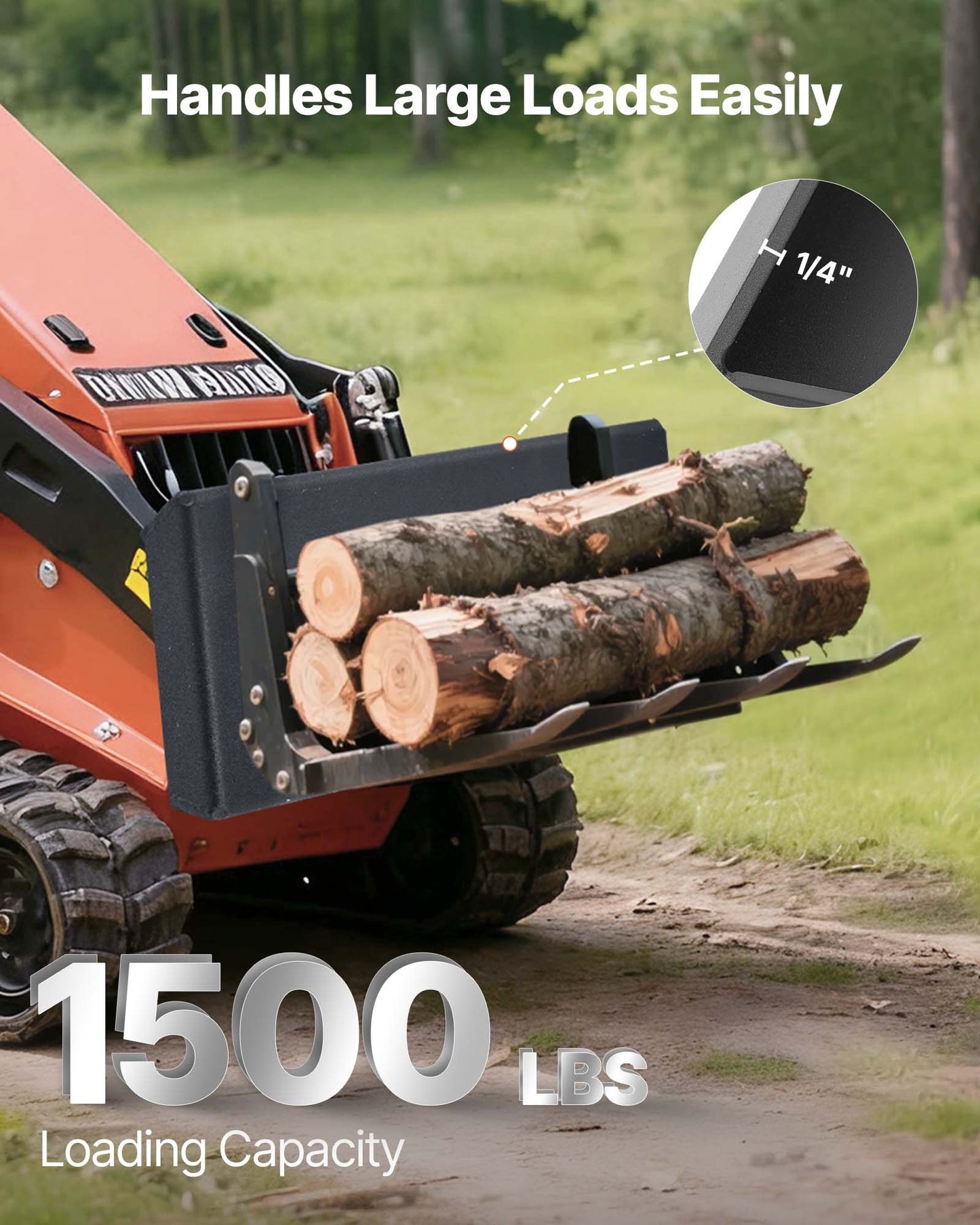 1/4 in Skid Steer Mount Plate, Universal Quick Attach Mount Plate, Easy to Bolt, 1500lbs Load Capacity, Heavy Duty Steel Loader Plates Compatible with Toro Dingo Skid Steers & Tractors