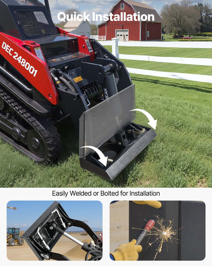 1/4 in Skid Steer Mount Plate, Universal Quick Attach Mount Plate, Easy to Bolt, 1500lbs Load Capacity, Heavy Duty Steel Loader Plates Compatible with Toro Dingo Skid Steers & Tractors