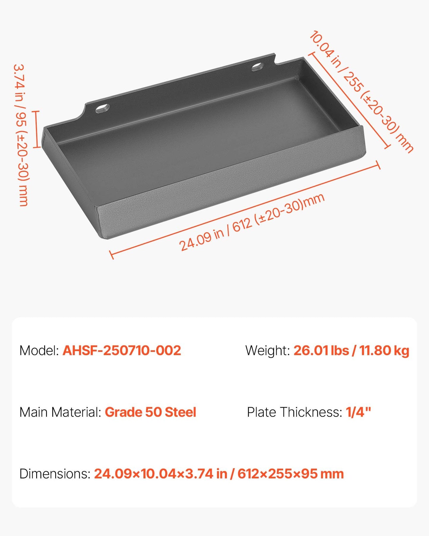 1/4 in Skid Steer Mount Plate, Universal Quick Attach Mount Plate, Easy to Bolt, 1500lbs Load Capacity, Heavy Duty Steel Loader Plates Compatible with Toro Dingo Skid Steers & Tractors