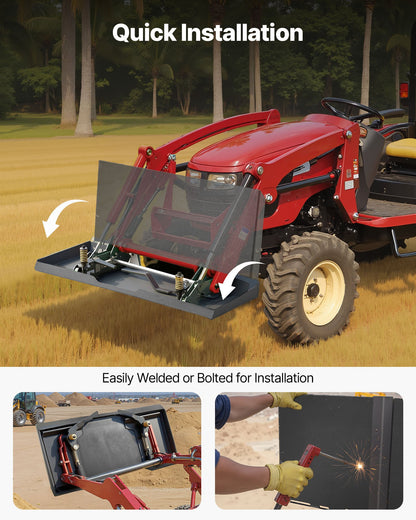 1/4 in Skid Steer Mount Plate, Universal Quick Attach Mount Plate, Easy to Bolt, 3000lbs Load Capacity, Heavy Duty Steel Loader Plates Compatible with Kubota Bobcat Skid Steers & Tractors