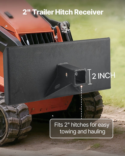 1/4 in Skid Steer Mount Plate with 2" Receiver Hitch, Universal Quick Attach Mount Plate, 1500lbs Capacity, Heavy Duty Steel Loader Plates Compatible with Toro Dingo Skid Steers & Tractors
