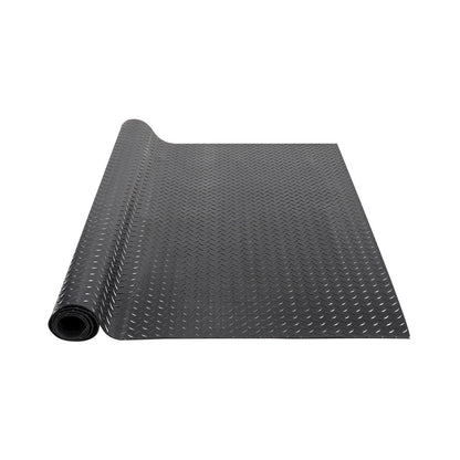 Diamond-Plate-Gummibodenrolle, 3 mm x 4 ft x 8 ft Garagenbodenmatte, SBR-Gummi-Garagenbodenrolle, leicht zu reinigen, Diamond-Plate-Gummimatte für unter Autos, Garagenindustrie-Fitnessstudio, schwarz