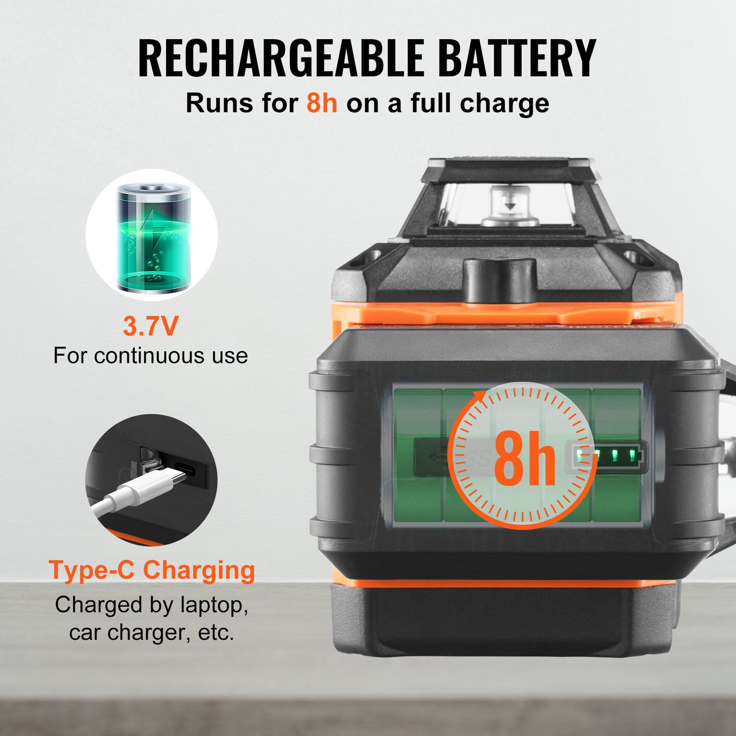 Laser-Wasserwaage, 30,5 m, grünes Kreuz, selbstnivellierend, hochpräzise Messung