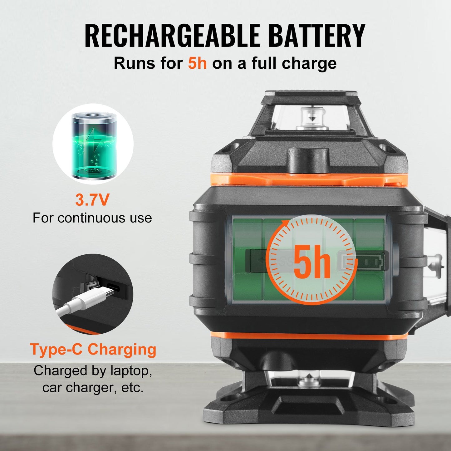 Laser-Wasserwaage, 30,5 m, grünes Kreuz, selbstnivellierend, hochpräzise Messung