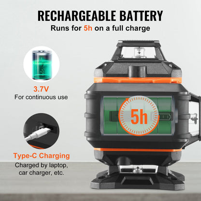 Laser-Wasserwaage, 30,5 m, grünes Kreuz, selbstnivellierend, hochpräzise Messung