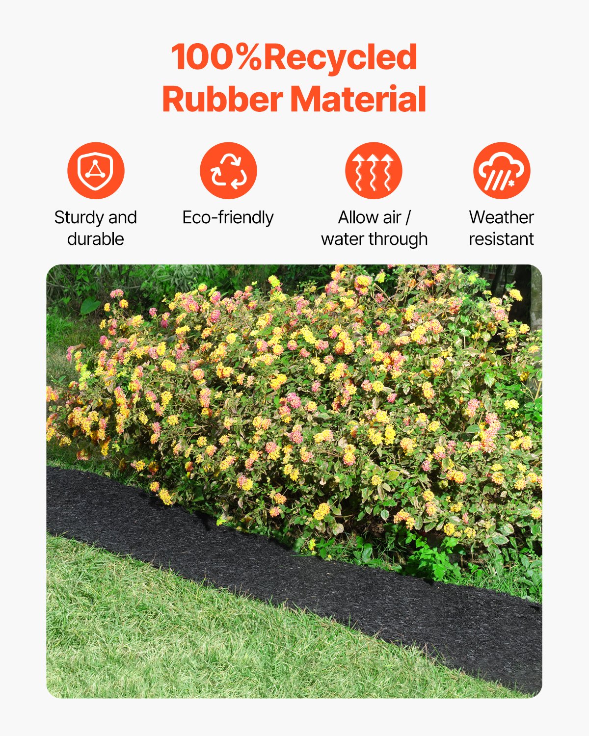 Rubber Mulch Roll for Landscaping 120 x 4.5 Inch Rubber Mulch Mat Pathway