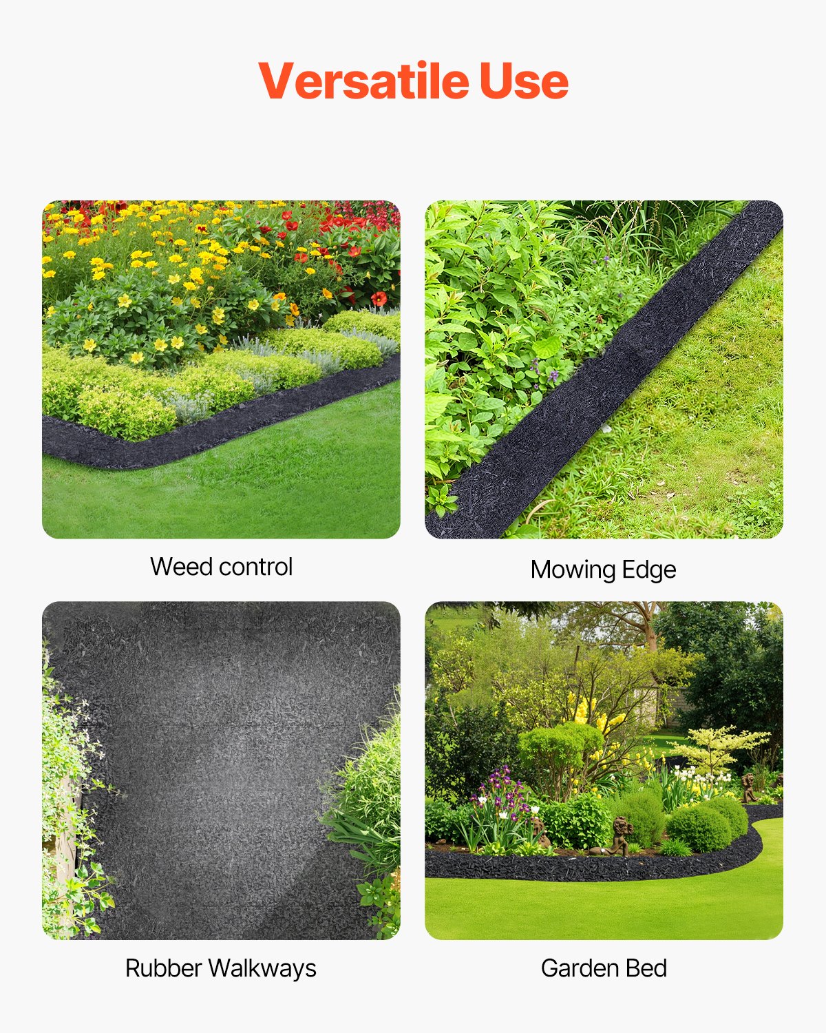 Rubber Mulch Roll for Landscaping 120 x 4.5 Inch Rubber Mulch Mat Pathway