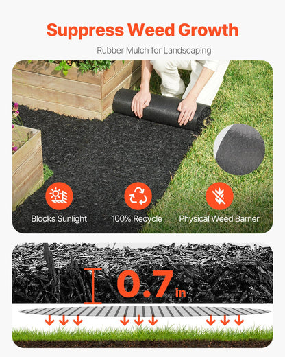 Gummi Mulch Roll för landskapsarkitektur 96 x 22 tum Gummi Mulch Mat Pathway