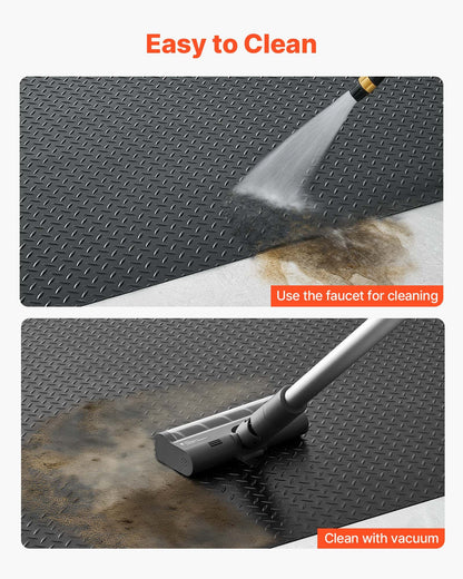 Garage Floor Roll, 4 x 20 ft Garage Flooring Mat, 3 mm Thickened Rubber Diamond Plate Floor Protector Mat, Non-Slip, Wear-resist, Waterproof, Easy to Clean for Warehouse, Gyms,Trailer, Black