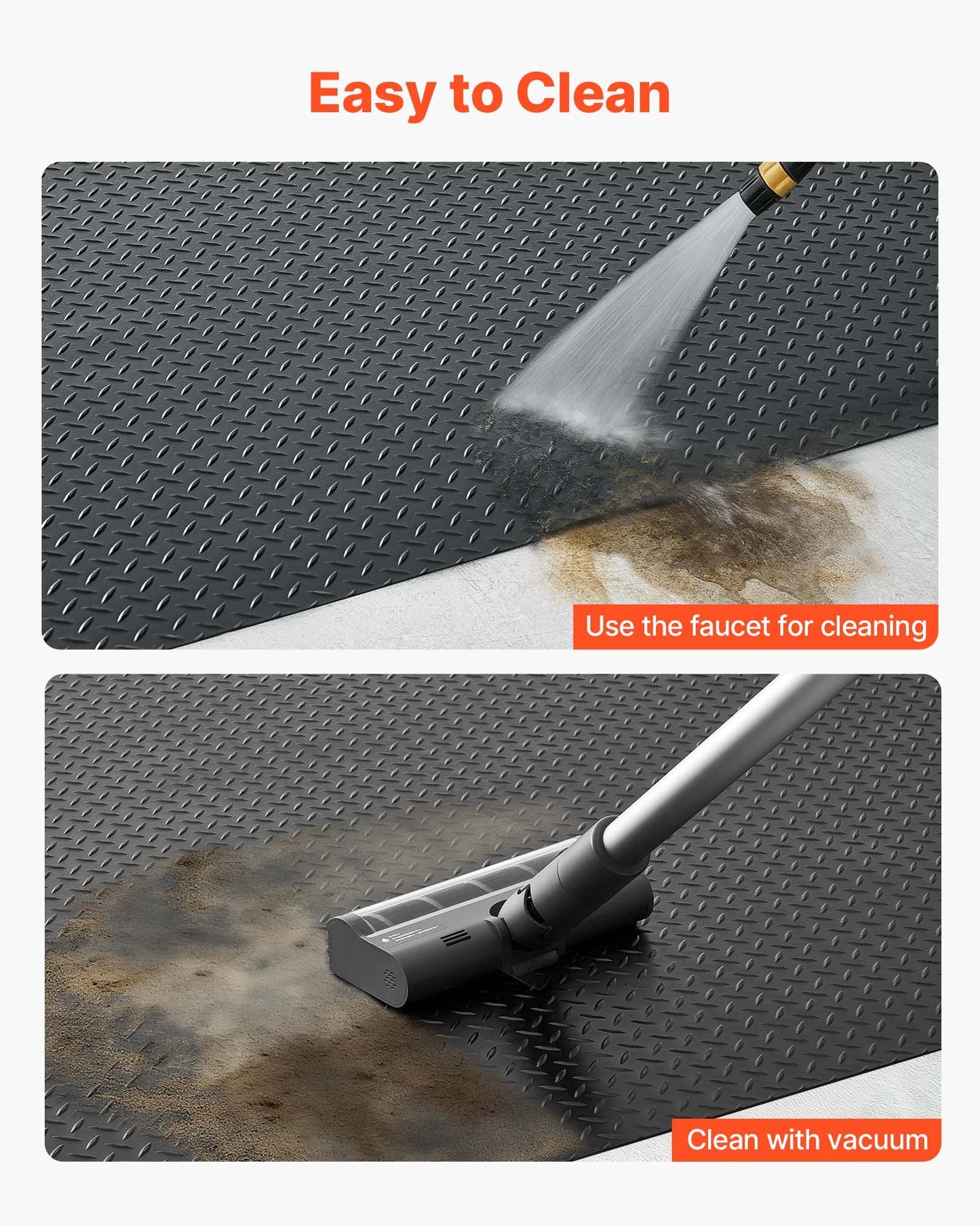 Garage Floor Roll, 4 x 25 ft Garage Flooring Mat, 3 mm Thickened Rubber Diamond Plate Floor Protector Mat, Non-Slip, Wear-resist, Waterproof, Easy to Clean for Warehouse, Gyms,Trailer, Black