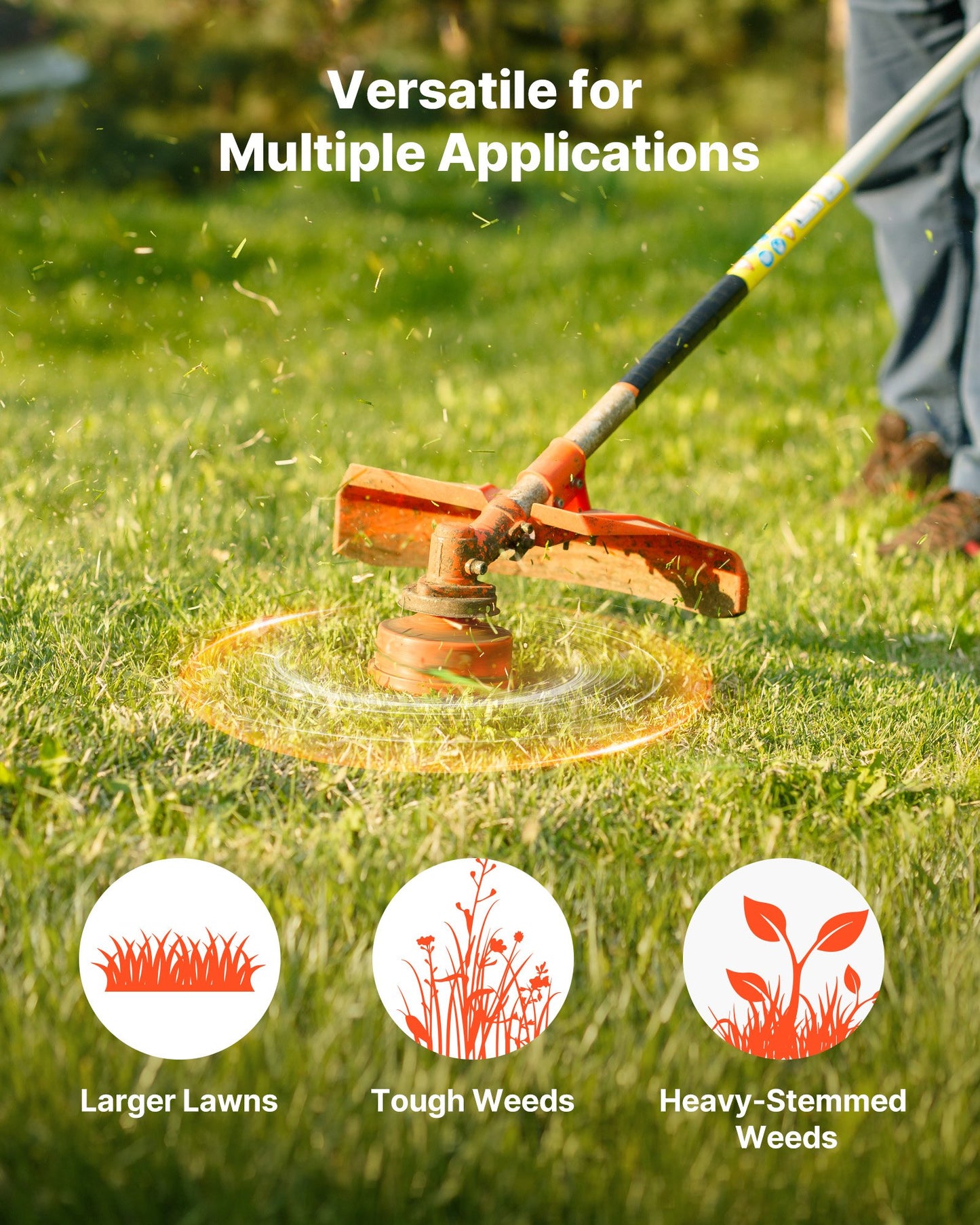 0.095 in 1280 ft String Trimmer Line, Orange Heavy Duty Weed Eater String, Premium Nylon Universal Replacement Trimmer Line Spool with Twisted Design, Suitable for Professional & Homeowner Use