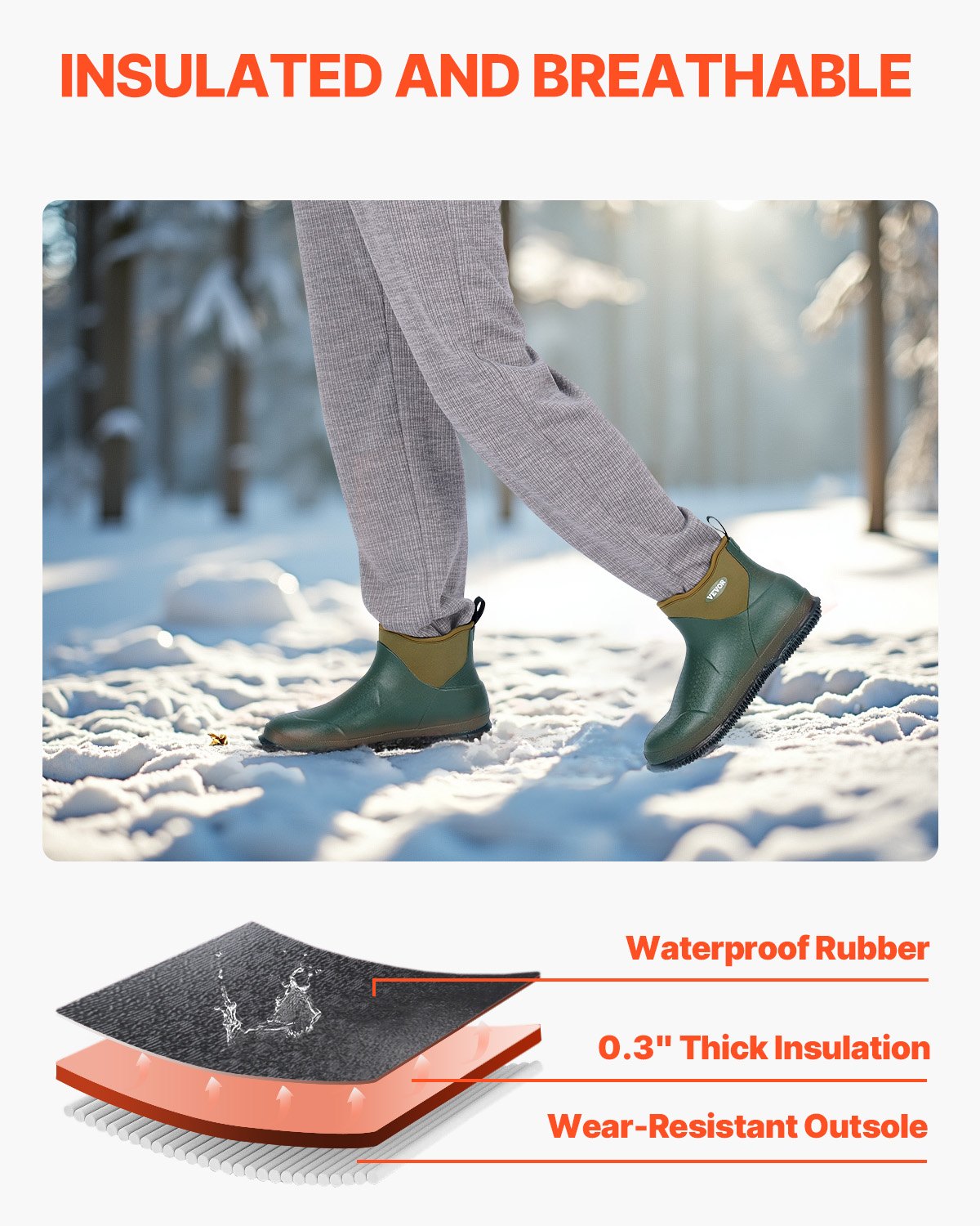 Ankeldäcksstövlar dam Vattentäta halkfria arbetsregnstövlar storlek 11 US