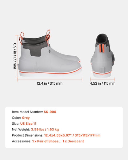 Ankel Deck Boots för män Vattentäta halkskyddade arbetsregnstövlar storlek 11 US