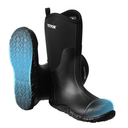 Men's Steel Toe Rubber Boots, Protective Footwear, Waterproof Rain Fishing Boots, Outdoor Non-Slip Work Shoes, Lightweight and Durable, for Manufacturing, Construction, Farming, Size 12 US