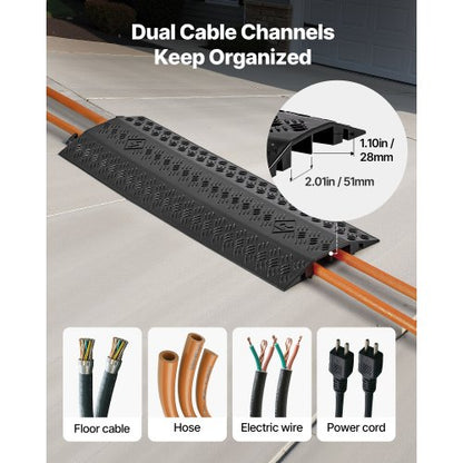 Kabelskydd för nedfall, 7 938 kg/axellastkapacitet, Kraftig kabelslangskyddsramp, Golvkabelskydd, För områden med hög gångtrafik, Inomhus, Utomhus, Hem, Kontor, Lager, 3-pack |  EU