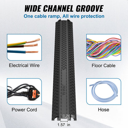 Drop Over Cable Cover Ramp, 2,000 lbs/axle Load Capacity, Heavy Duty Cable Hose Protector Ramp, Floor Cord Cover for High Walking Traffic Areas Indoor Outdoor Home Office Warehouse School