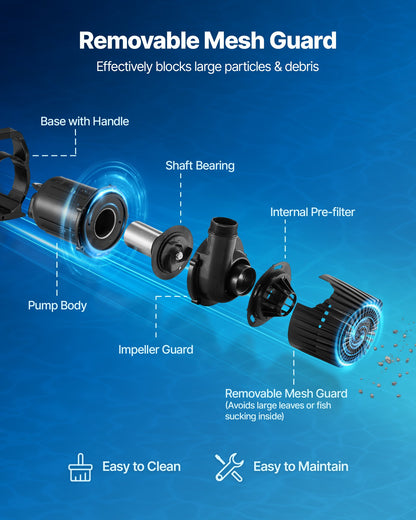 Submersible Water Pump, 280W 4500GPH, Aquarium Return Pump with 16.4 ft Lift Height & 180° Adjustable Flow Direction, Suitable for Pond, Aquarium, Fountain, Waterfall, and Fish Tank